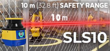 SLS10: See farther. Protect more.  The world's first 10 m safety laser scanner.